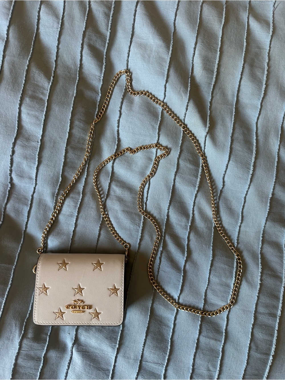 COACH Cream Mini Crossbody with Gold Star Studs